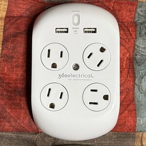 360 Electrical Revolve Surge Protector 4 Rotating Outlets &  2 USB ports NWOT